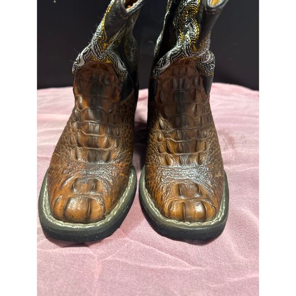 Kids Coyote Western Cowboy Gator Boots Brown Mexico, Sz 16 (USA 9) - Picture 4 of 9